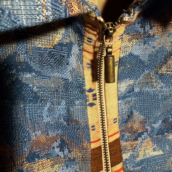 Vintage Canvasbacks Abstract Geometric Print Full Zip Jacket Womens SZ XL Blue - Picture 3 of 9